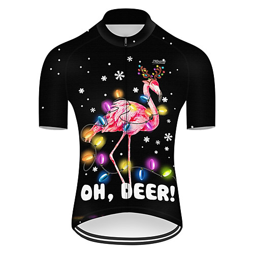 

21Grams Men's Short Sleeve Cycling Jersey Nylon Black / Red Flamingo Floral Botanical Animal Bike Jersey Top Mountain Bike MTB Road Bike Cycling Quick Dry Breathable Sports Clothing Apparel