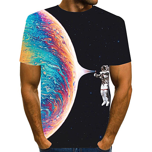 

Men's Graphic Print T-shirt Street chic Exaggerated Daily Going out Rainbow