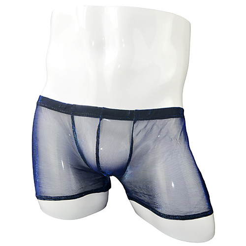 

Men's Mesh Boxers Underwear - Normal Low Waist Red Green Navy Blue One-Size