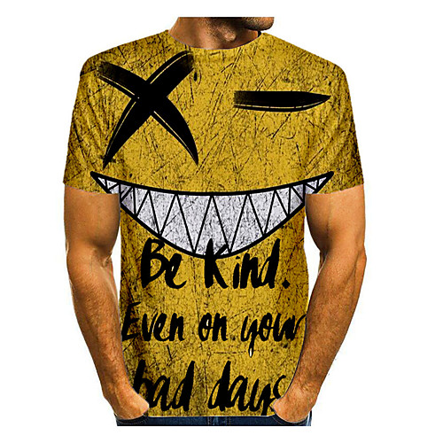 

Men's Graphic Letter Print T-shirt Basic Daily Yellow