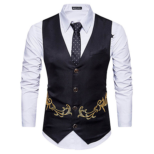 

Gentleman Kingsman Vintage Masquerade Vest Waistcoat Men's Costume Black / Camel / Navy Blue Vintage Cosplay Event / Party Sleeveless