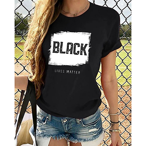 

BLM Women's Tops Graphic T-shirt - Print Round Neck Basic Daily Spring Summer White XS S M L XL 2XL 3XL 4XL