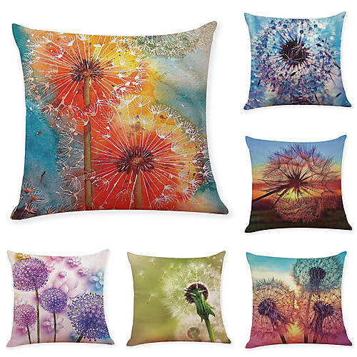 

6 Pcs Linen Pillow Cover Creative Dandelion Linen Pillow Case Car Pillow Cushion Sofa Pillow Pillow Office Nap Pillow