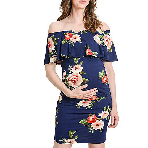 

Women's Sheath Dress Short Mini Dress - Short Sleeves Floral Summer Sexy 2020 White Red Blushing Pink Navy Blue S M L XL