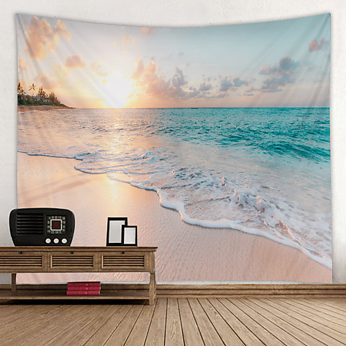 

Beach Sunset Landscape Digital Printed Tapestry Decor Wall Art Tablecloths Bedspread Picnic Blanket Beach Throw Tapestries Colorful Bedroom Hall Dorm Living Room Hanging