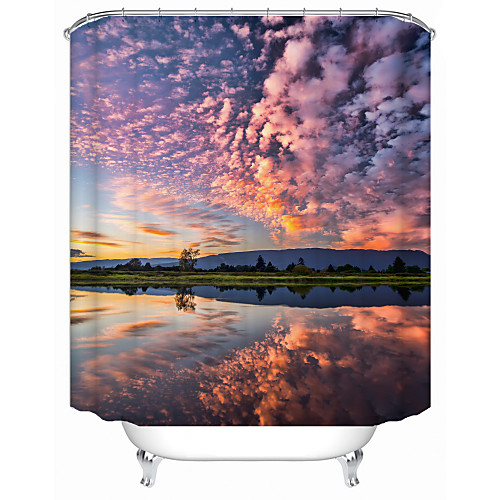 

Burning Clouds Digital Print Waterproof Fabric Shower Curtain for Bathroom Home Decor Covered Bathtub Curtains Liner Includes with Hooks