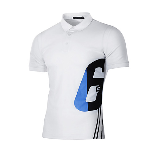 

Men's Polo Graphic Short Sleeve Daily Tops Basic White Black Navy Blue
