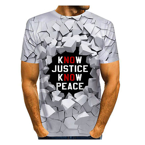 

Men's T shirt Graphic Letter Print Short Sleeve Daily Tops Basic Gray