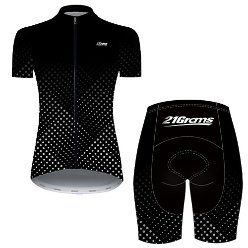 

21Grams Women's Short Sleeve Cycling Jersey with Shorts Black / White Bike Breathable Sports Patterned Mountain Bike MTB Road Bike Cycling Clothing Apparel / Stretchy