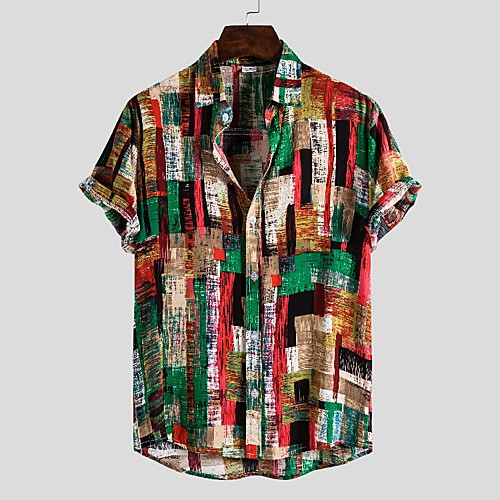 

Men's Shirt Graphic Short Sleeve Daily Tops Rainbow