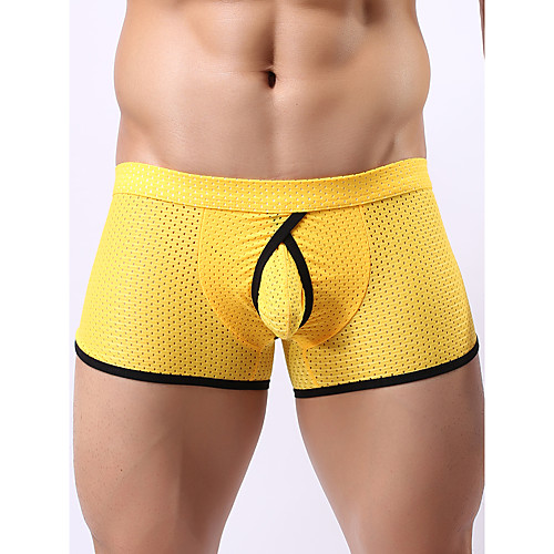 

Men's Mesh Boxers Underwear - Normal Low Waist White Black Blue S M L
