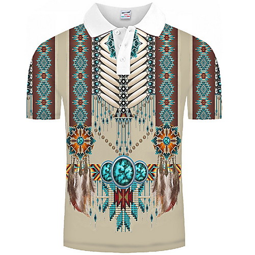 

Men's Graphic Print Polo Daily Beige