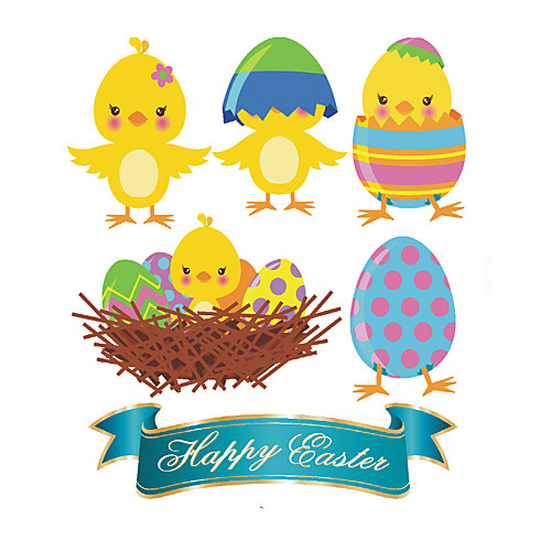 

Easter Rabbit / Flowers Wall Stickers Plane Wall Stickers Decorative Wall Stickers PVC Home Decoration Wall Decal Wall / Window Decoration 1pc