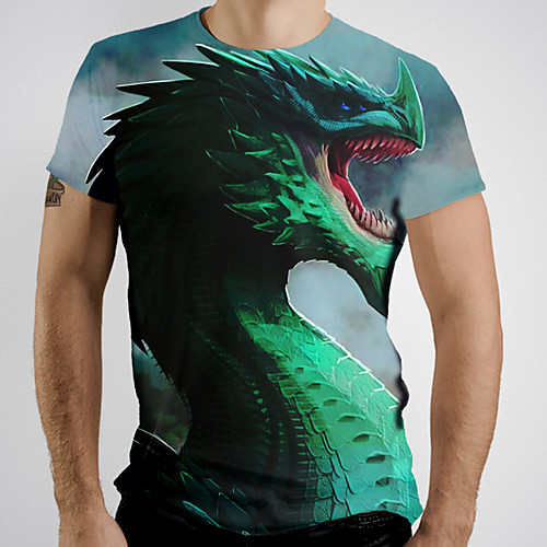 

Men's Graphic Animal Fantastic Beasts Print T-shirt Basic Daily Green