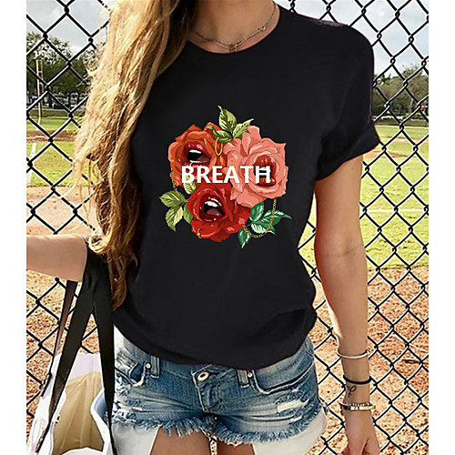 

Women's Tops Graphic 3D Print T-shirt - Print Round Neck Basic Daily Spring Summer Rainbow XS S M L XL 2XL 3XL 4XL 5XL 6XL