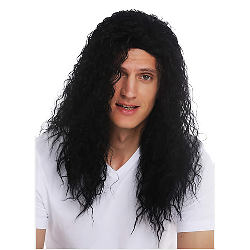 

Synthetic Wig Toupees Hippie Curly Middle Part Wig Long Black Synthetic Hair 28 inch Men's Synthetic Middle Part African American Wig Black hairjoy