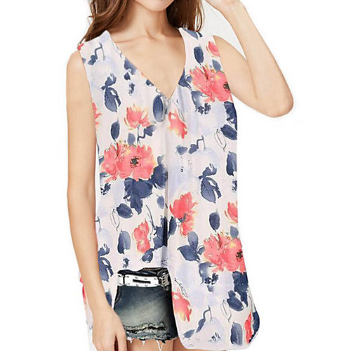 

Women's Tops Floral Blouse V Neck Daily Red Yellow S M L XL 2XL 3XL 4XL 5XL