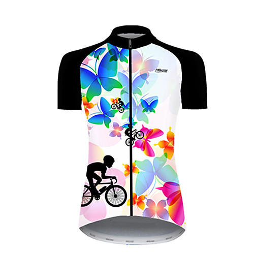 

21Grams Women's Short Sleeve Cycling Jersey Nylon Black / Blue Butterfly Gradient Bike Jersey Top Mountain Bike MTB Road Bike Cycling Breathable Quick Dry Sports Clothing Apparel / Micro-elastic