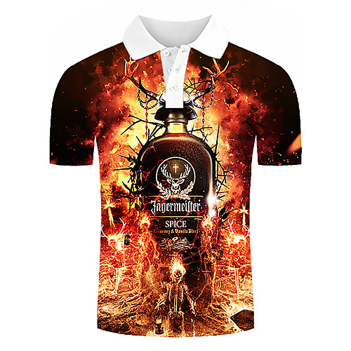 

Men's Polo 3D Print Graphic Flame Beer Print Short Sleeve Daily Tops Streetwear Exaggerated Rainbow
