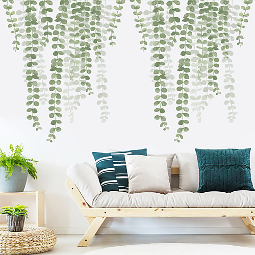 

Hazy Green Leaves Botanical Wall Stickers Plane Wall Stickers Decorative Wall Stickers PVC Home Decoration Wall Decal Wall Decoration 2pcs