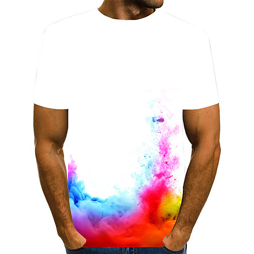 

Men's Graphic Print T-shirt Street chic Exaggerated Daily Going out Rainbow
