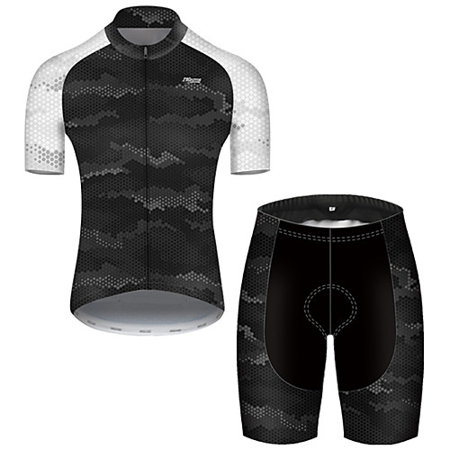 

21Grams Men's Short Sleeve Cycling Jersey with Shorts Nylon Polyester Camouflage Polka Dot Camo / Camouflage Bike Clothing Suit Breathable 3D Pad Quick Dry Ultraviolet Resistant Reflective Strips