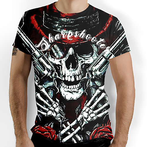 

Men's Graphic Skull Print T-shirt Daily Black