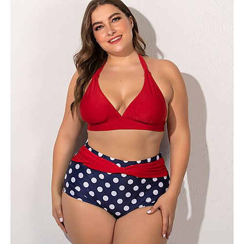 

Women's Black Red Tankini Swimwear Swimsuit - Polka Dot L XL XXL Black