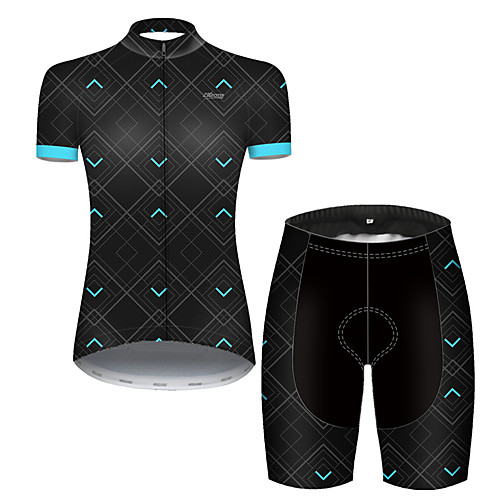 

21Grams Women's Short Sleeve Cycling Jersey with Shorts Nylon Black / Blue Plaid Checkered Gradient Bike Quick Dry Breathable Sports Plaid Checkered Mountain Bike MTB Road Bike Cycling Clothing