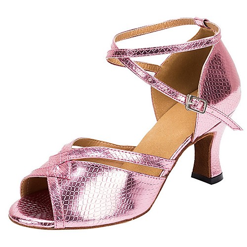 

Women's Latin Shoes PU Heel Cuban Heel Dance Shoes Pink