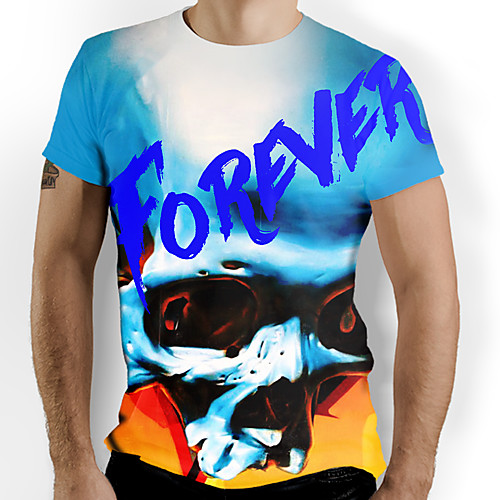 

Men's Graphic Skull Print T-shirt Daily Blue