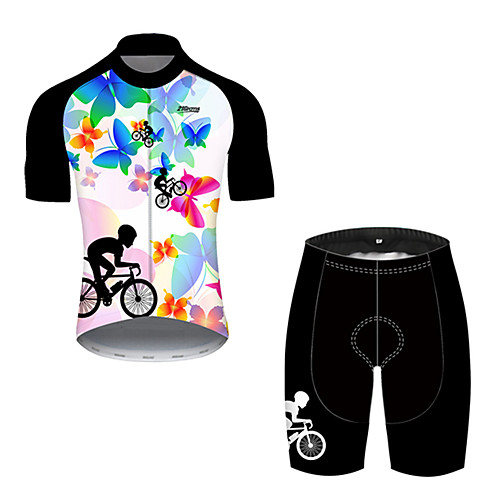 

21Grams Men's Short Sleeve Cycling Jersey with Shorts Nylon Black / Blue Butterfly Gradient Bike Quick Dry Breathable Sports Butterfly Mountain Bike MTB Road Bike Cycling Clothing Apparel / Stretchy