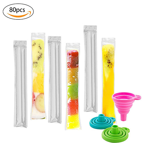 

80pcs/Pack Plastic FDA Popsicles Molds Freezer Bags Ice Cream Pop Making Mould DIY Yogurt Summer Drinks Kids Hand Crafts