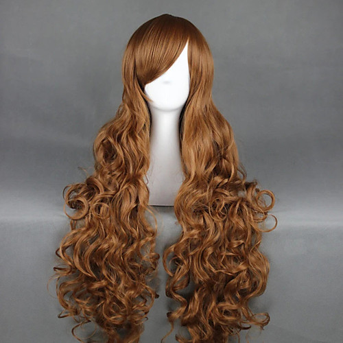 

Cosplay Wig Hetalia Axis Powers Curly Cosplay Asymmetrical With Bangs Wig Very Long Brown Synthetic Hair 36 inch Women's Anime Cosplay Best Quality Brown