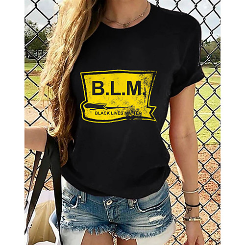 

BLM Women's Tops Graphic T-shirt - Print Round Neck Basic Daily Spring Summer White XS S M L XL 2XL 3XL 4XL