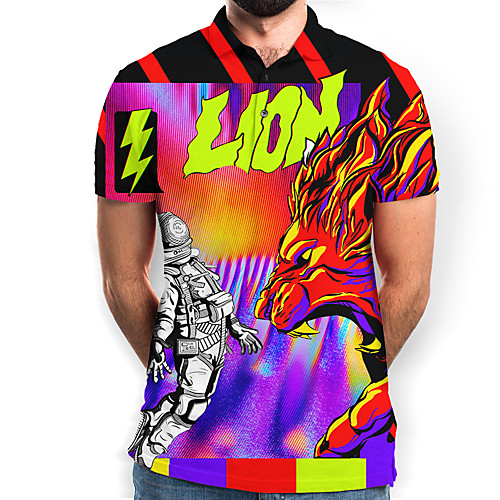 

Men's Graphic Animal Polo Basic Elegant Daily Going out Rainbow