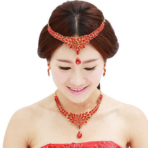 

Women's Crystal Bridal Jewelry Sets Transparent Flower Elegant Vintage Earrings Jewelry White / Red For Wedding Party 1 set
