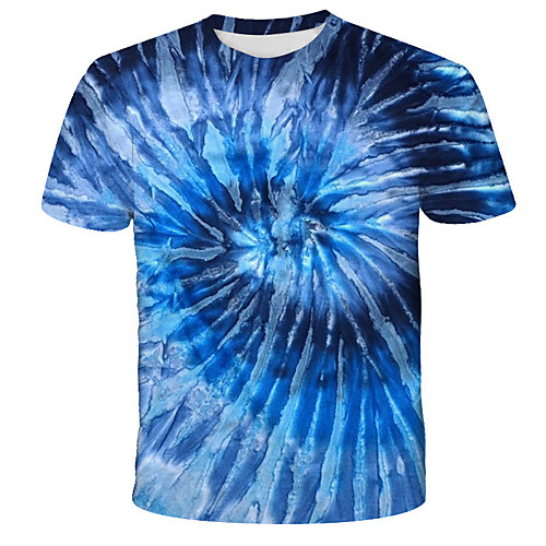 

Men's Abstract Graphic Blue & White Print T-shirt Street chic Exaggerated Daily Holiday Rainbow