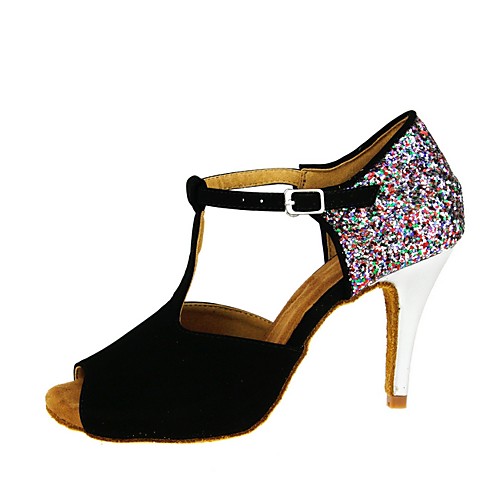 

Women's Latin Shoes Suede Heel Cuban Heel Dance Shoes Black