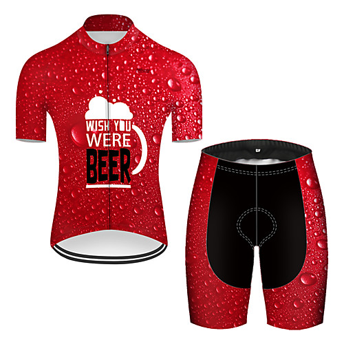 

21Grams Men's Short Sleeve Cycling Jersey with Shorts Red Oktoberfest Beer Bike Breathable Sports Patterned Mountain Bike MTB Road Bike Cycling Clothing Apparel / Stretchy