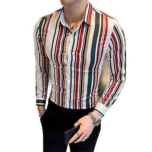 

Men's Striped Print Shirt Sexy Street chic Daily Going out Blue / Green