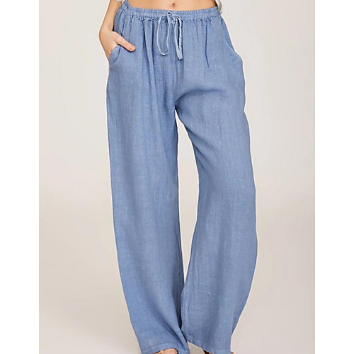 

Women's Basic Loose Chinos Pants Solid Colored Black Blue Navy Blue
