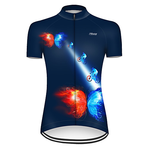 

21Grams Women's Short Sleeve Cycling Jersey RedBlue Butterfly Bike Top Mountain Bike MTB Road Bike Cycling Breathable Sports Clothing Apparel / Micro-elastic