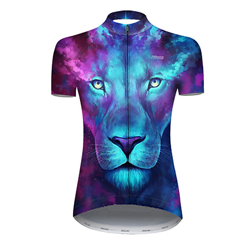 

21Grams Women's Short Sleeve Cycling Jersey Nylon Polyester Blue Gradient Animal Lion Bike Jersey Top Mountain Bike MTB Road Bike Cycling Breathable Quick Dry Ultraviolet Resistant Sports Clothing