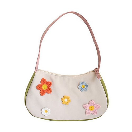 

Women's Nylon Top Handle Bag Floral Print Black / Beige