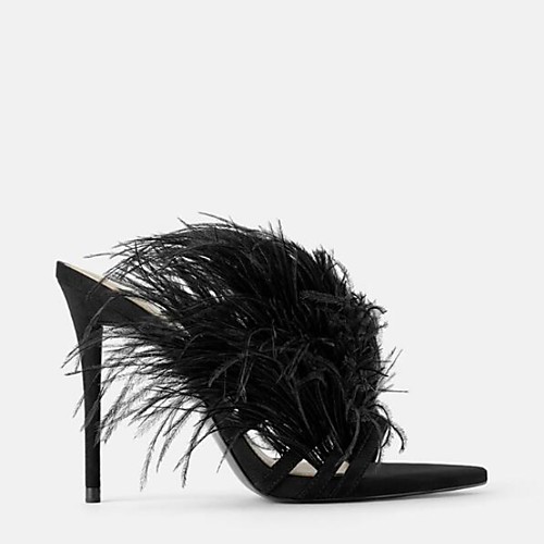 

Women's Slippers & Flip-Flops Summer Stiletto Heel Open Toe Daily PU Black