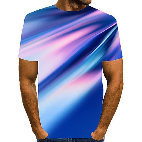

Men's Geometric Graphic Print T-shirt Street chic Exaggerated Daily Going out Rainbow