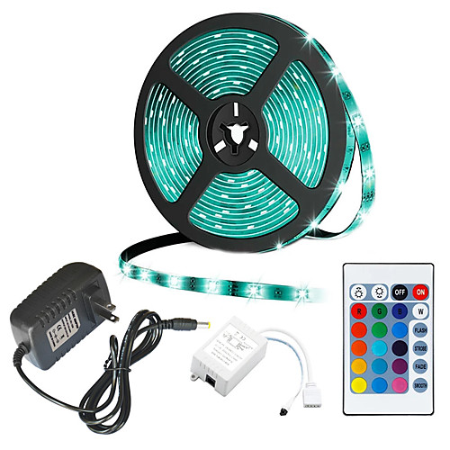 

5m Flexible LED Strip Lights RGB Tiktok Lights 300 LEDs 2835 SMD 8mm 12 V Remote-Control DC 12 V IP44