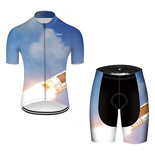 

21Grams Men's Short Sleeve Cycling Jersey with Shorts Nylon Polyester Black / Blue 3D Gradient Rocket Bike Clothing Suit Breathable 3D Pad Quick Dry Ultraviolet Resistant Reflective Strips Sports 3D