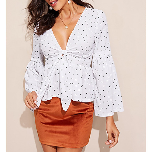 

Women's Polka Dot Shirt Daily White